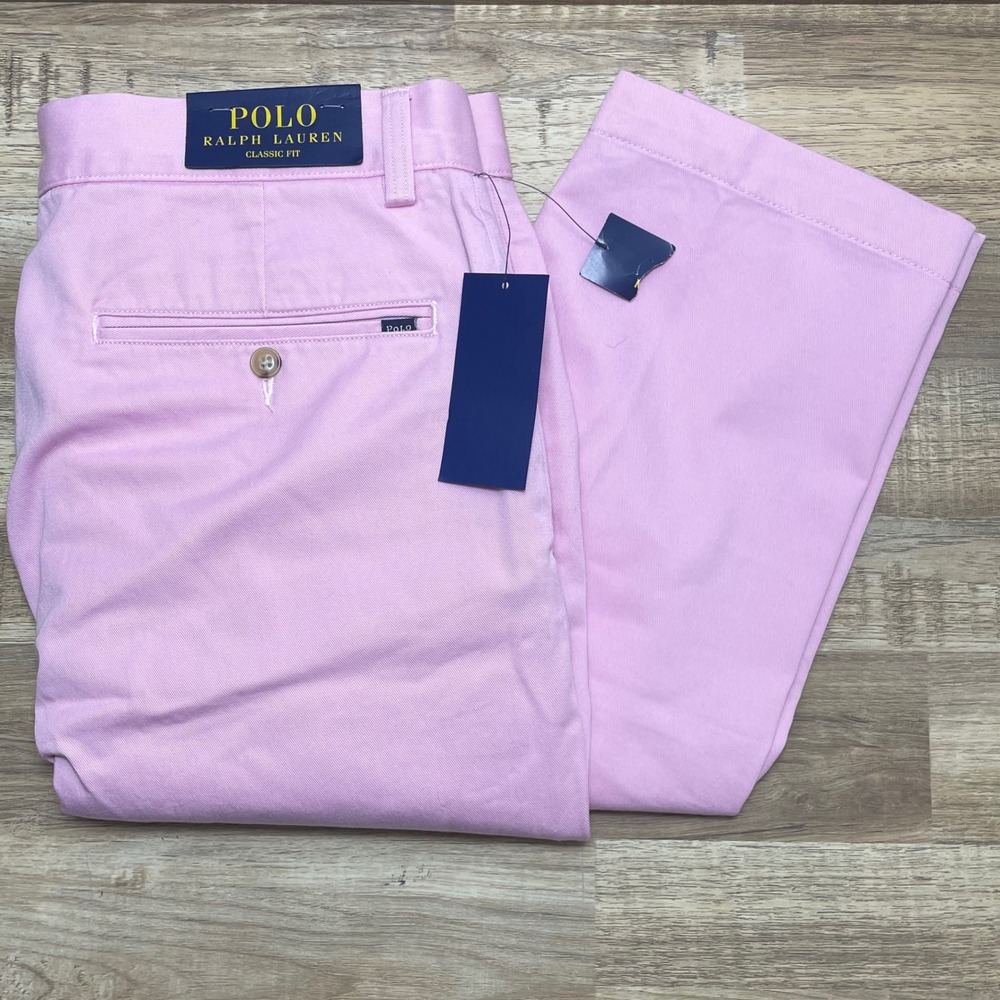 Polo Ralph Lauren Mens Classic Fit Cotton Chino Pants Pink 32x29 New With Tags